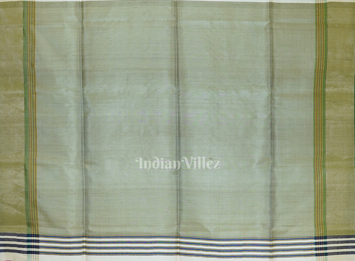 Cream With Multicolor Handwoven Bishnupuri Double Pallu Silk Saree