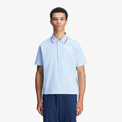 ADIDAS ORIGINALS | WALES BONNER SHORT SLEEVE POLO SHIRT { GLOW BLUE