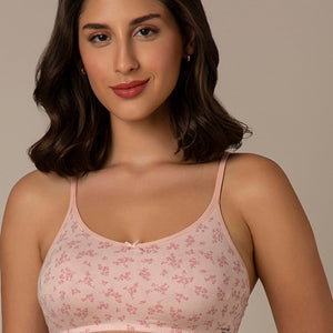 Daily Support Non Padded Non-Wired Cotton Bra - Pink Floral Print