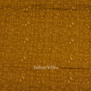Rust Yellow Chemical Formula Theme Sambalpuri Ikat Cotton Fabric