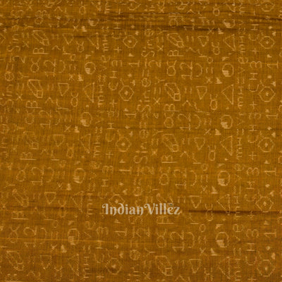 Rust Yellow Chemical Formula Theme Sambalpuri Ikat Cotton Fabric