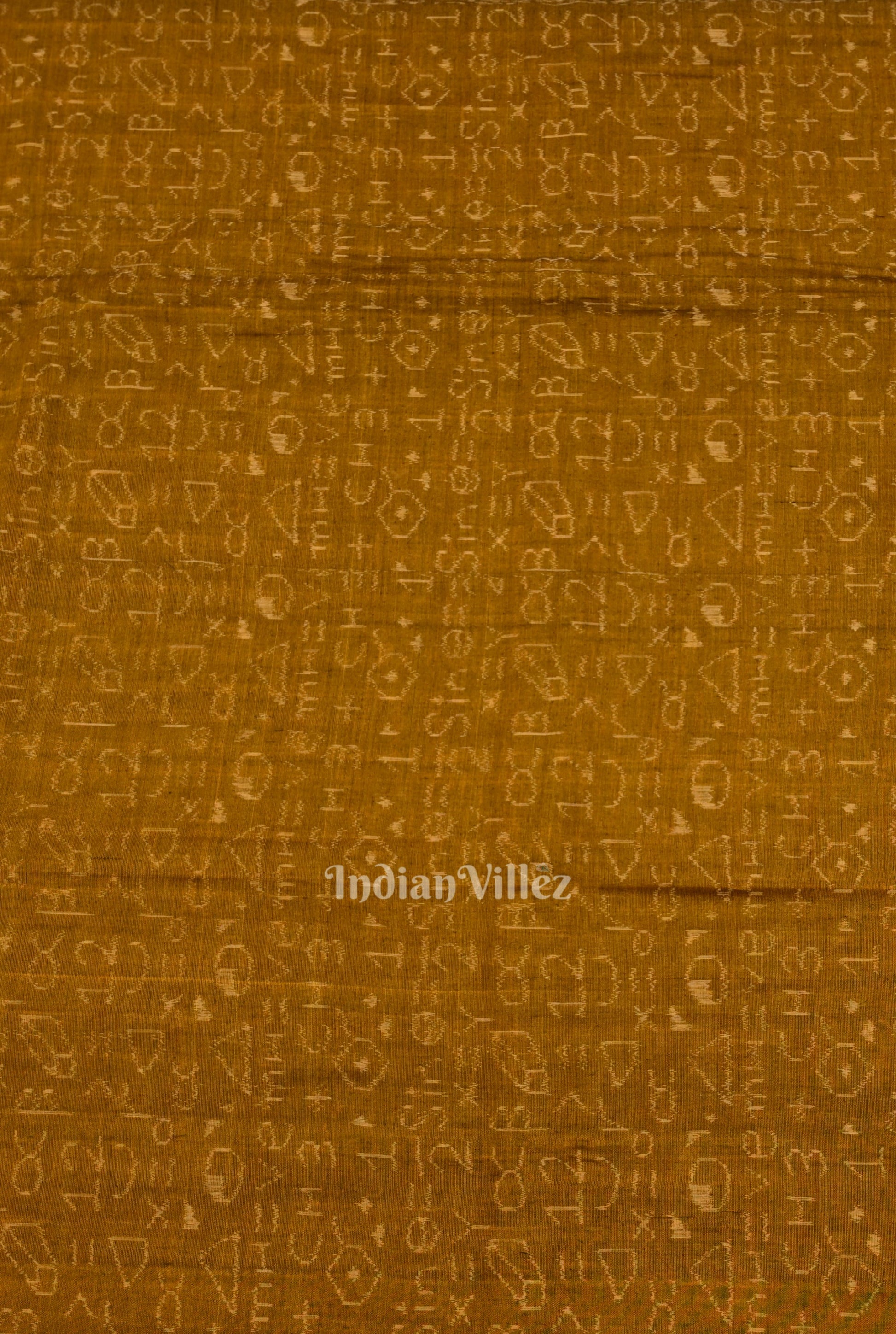 Rust Yellow Chemical Formula Theme Sambalpuri Ikat Cotton Fabric