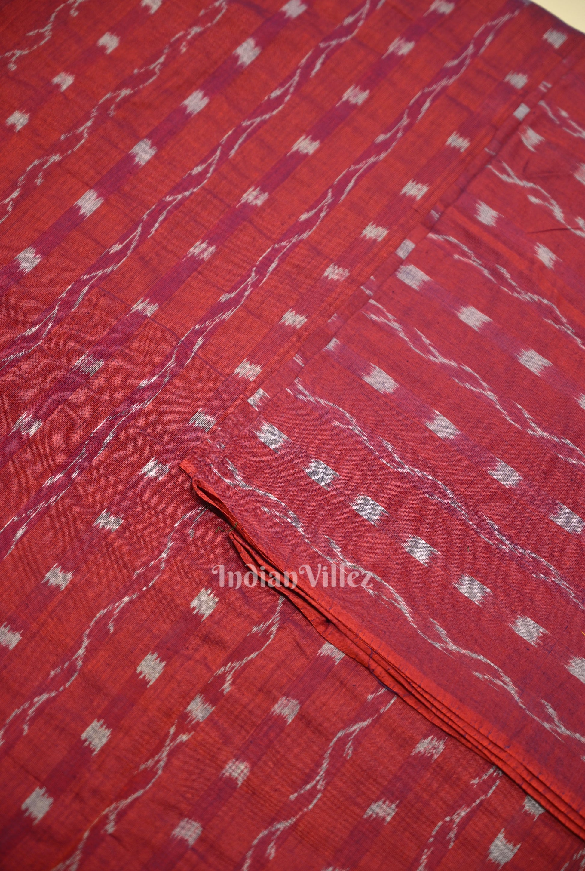 Purple Wine Tipa Design Sambalpuri Ikat Cotton Fabric