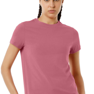 Essential Basic Short Sleeve Round Neck T-Shirt - Heather Rose