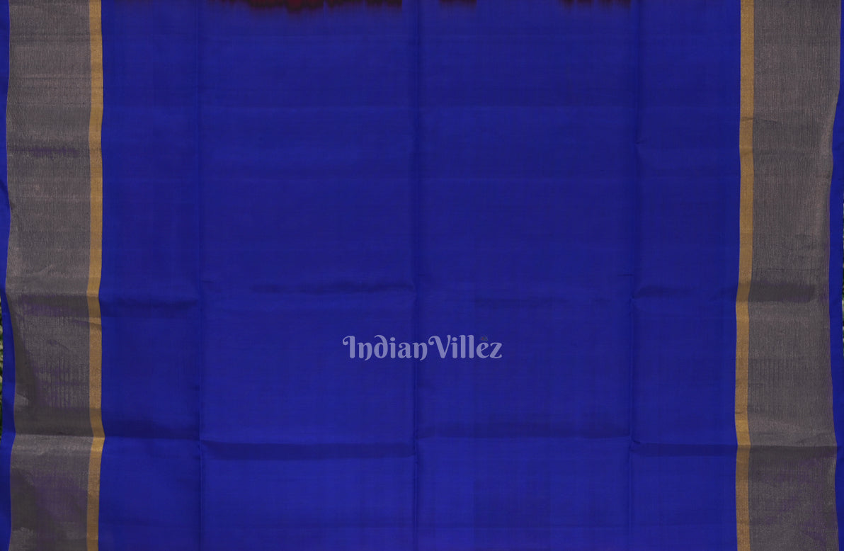 Red Wth Blue Dual Tone Pochampally Ikat Handloom Silk Saree