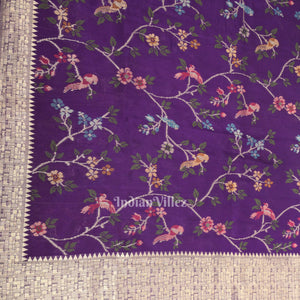Violet Tussar Khaddi Georgette Banarasi Silk Saree with Tassels