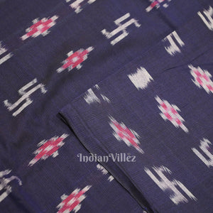 Navy Blue Blue Swastik Sambalpuri Ikat Cotton Fabric