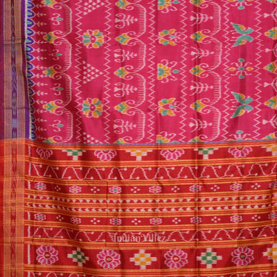 Rani Pink Tribal Theme Odisha Ikat Khandua Silk Saree