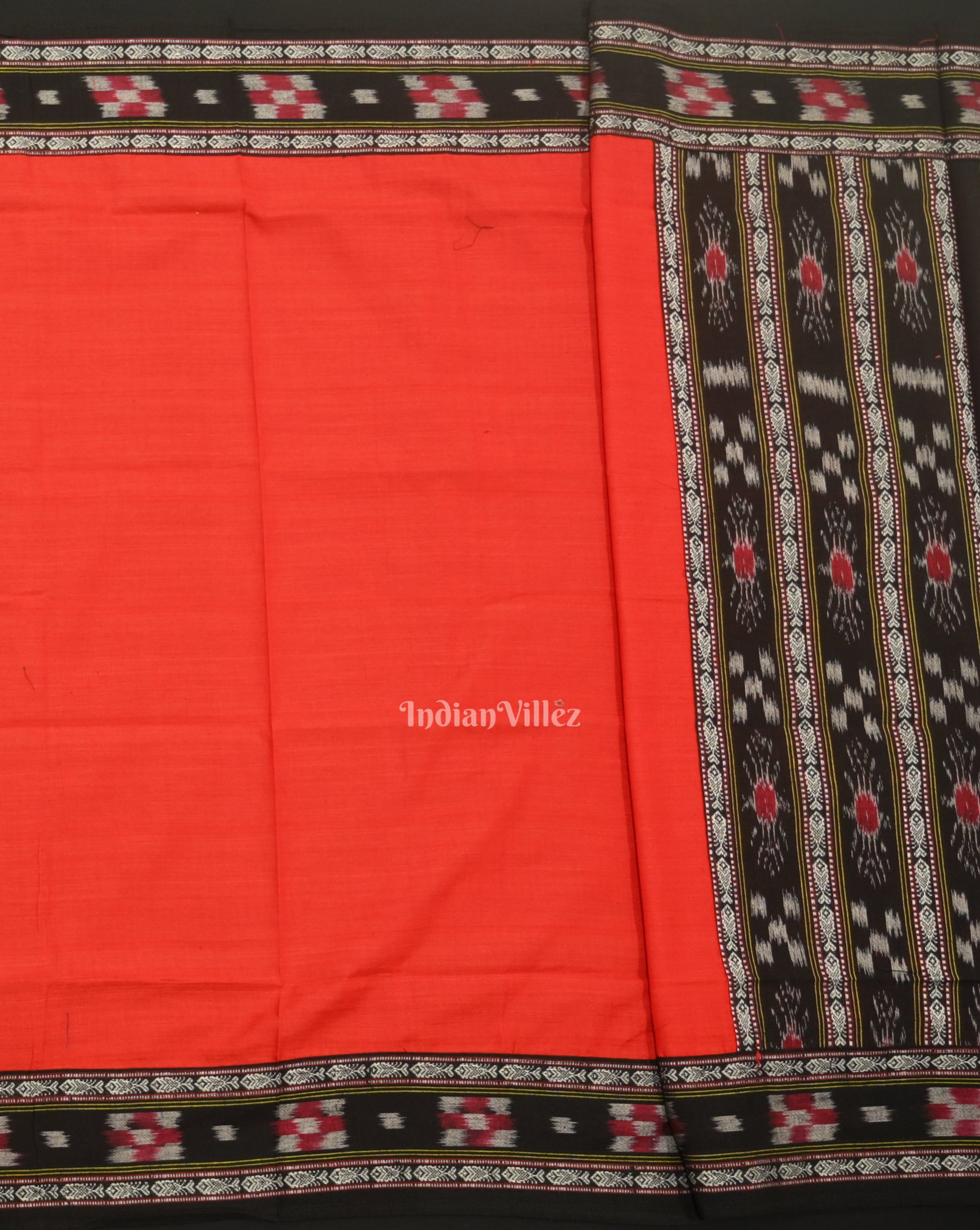 Black Red Pasapali Sambalpuri Cotton Dress set with Dupatta