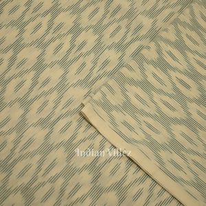 White Green Pochampally Ikat Cotton Fabric