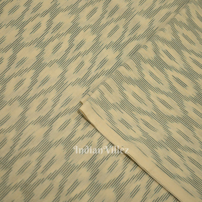 White Green Pochampally Ikat Cotton Fabric