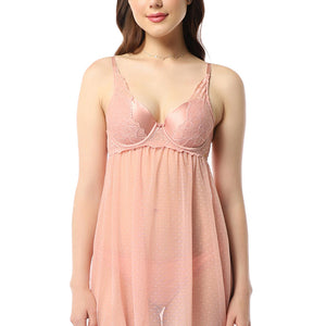 Eternal Bliss Padded Wired Babydoll - Mellow Rose