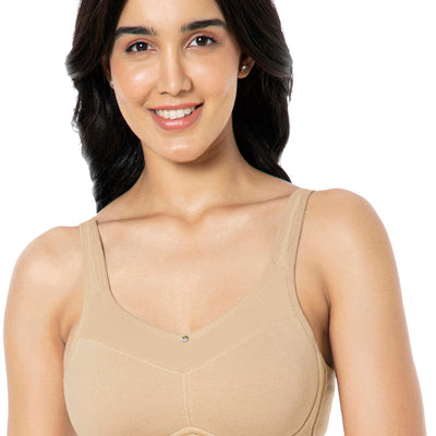 Cotton Smooth Back Solid Non Padded Non-Wired Support bra - Sandalwood