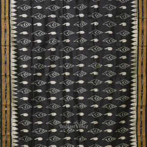 Black Sankha Motif Odisha Ikat Khandua Silk Saree