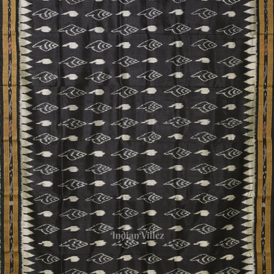 Black Sankha Motif Odisha Ikat Khandua Silk Saree