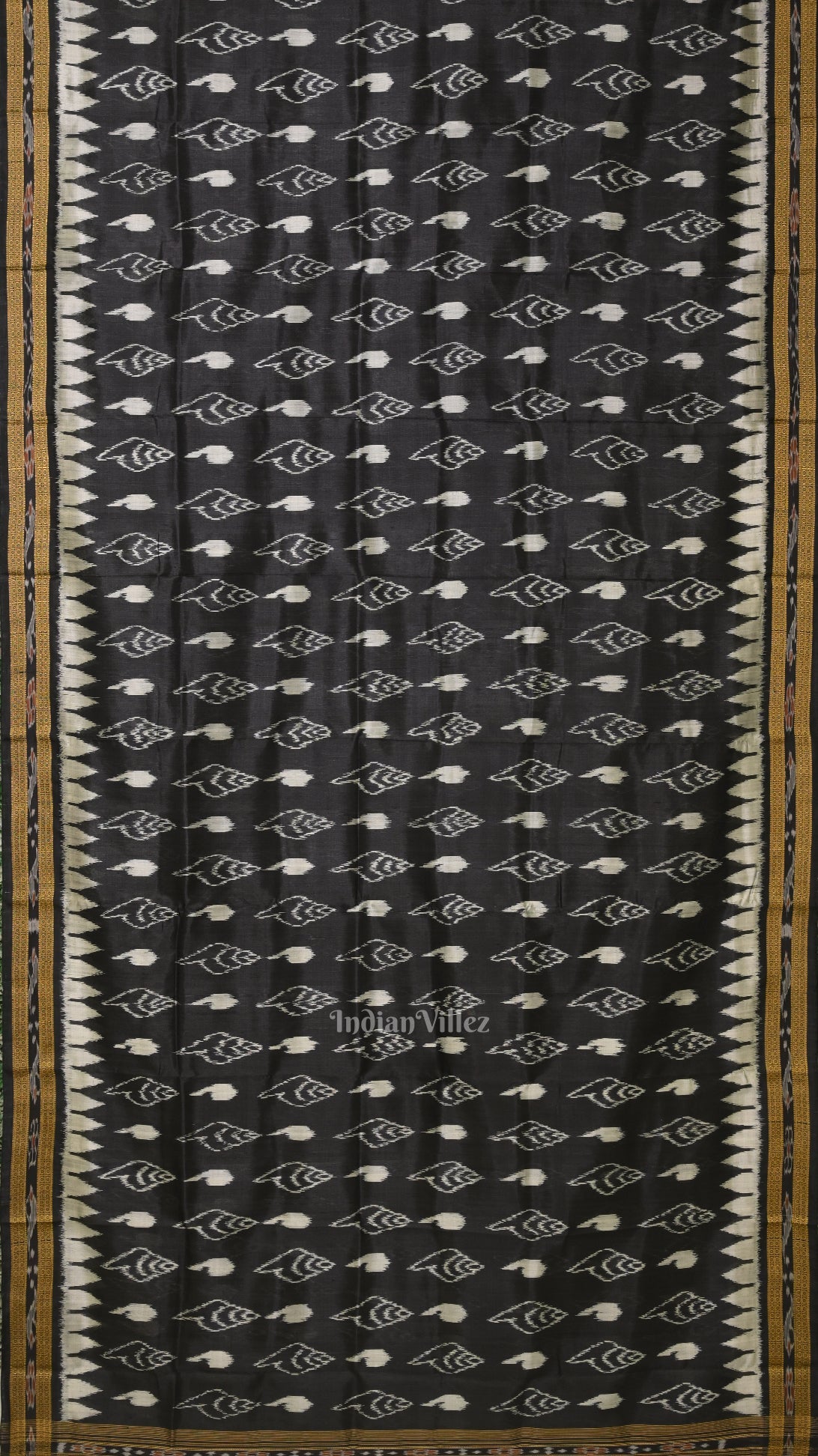 Black Sankha Motif Odisha Ikat Khandua Silk Saree