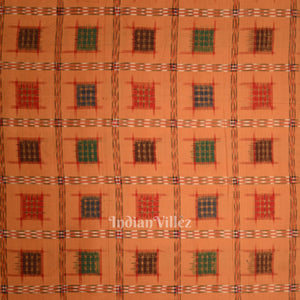 Orange Ashwini Odisha Ikat Sambalpuri Cotton Fabric
