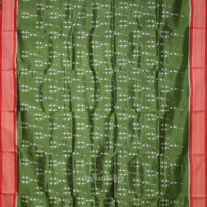 Green Red Tribal Theme Odisha Handloom Khandua Silk Saree
