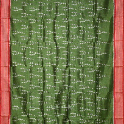 Green Red Tribal Theme Odisha Handloom Khandua Silk Saree