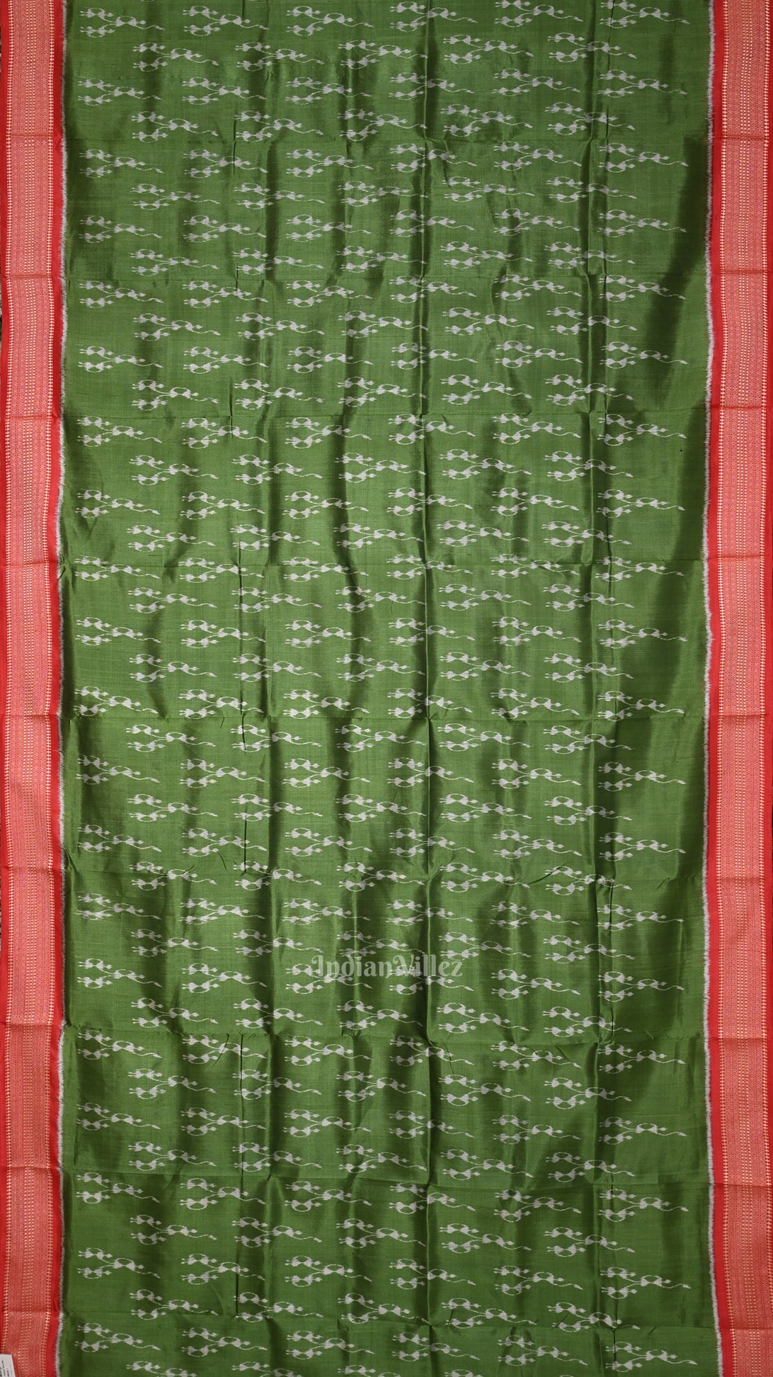 Green Red Tribal Theme Odisha Handloom Khandua Silk Saree