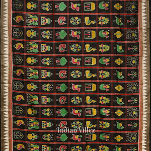 Black Nabakothi Odisha Ikat Khandua Silk Saree