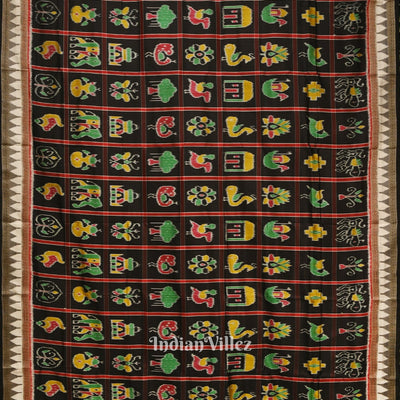 Black Nabakothi Odisha Ikat Khandua Silk Saree