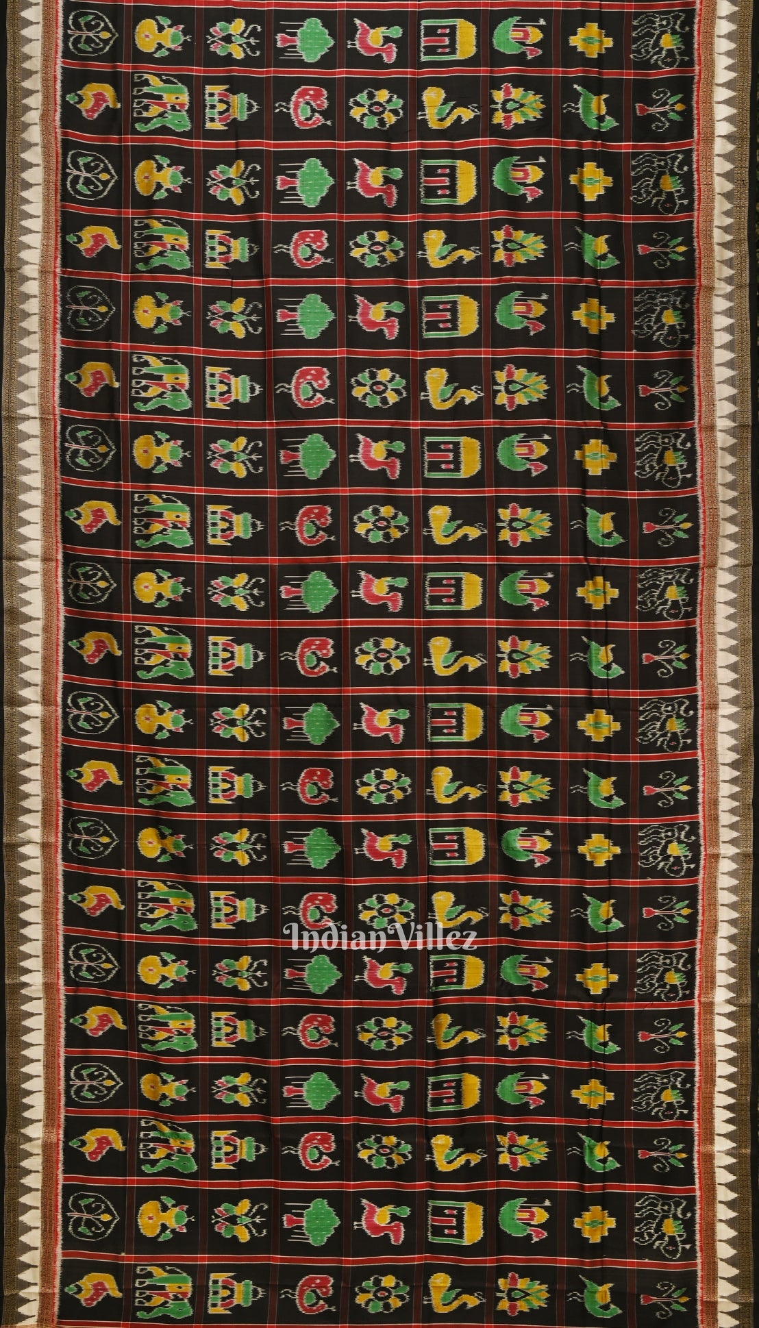 Black Nabakothi Odisha Ikat Khandua Silk Saree