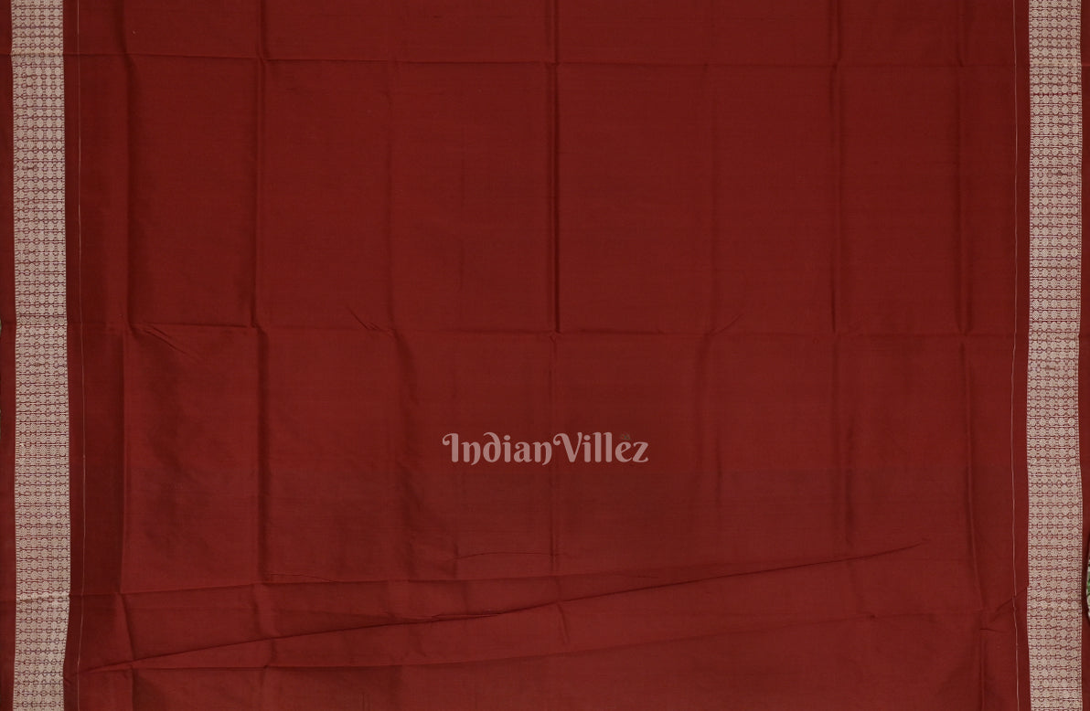 Green Dual Tone Odisha Ikat Konark Theme Sambalpuri Silk Saree