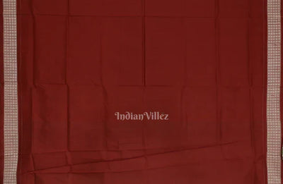 Beige Cream Red Konark Theme Odisha Ikat Sambalpuri Silk Saree