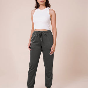 Women Solid Silver Grey Mid Rise Ultra Warm Jogger