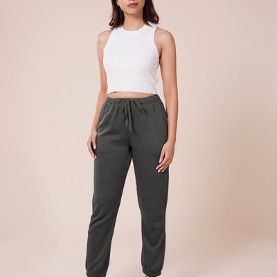 Women Solid Silver Grey Mid Rise Ultra Warm Jogger