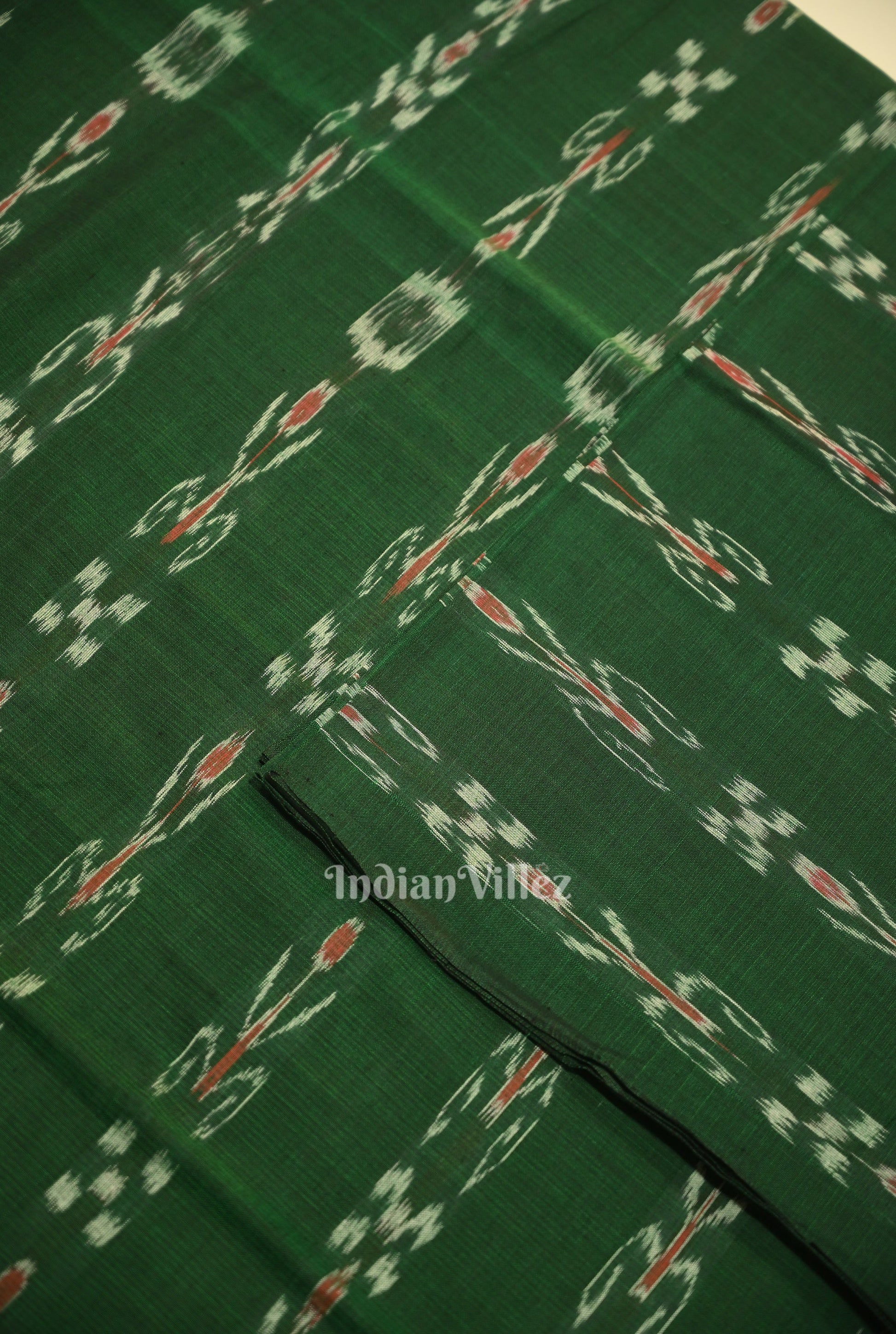 Green Mayur Chandrika Sambalpuri Ikat Cotton Fabric