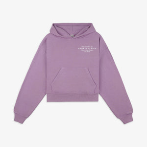 SPORTY & RICH | HEALTH INITIATIVE CROPPED HOODIE { SOFT LAVENDER/WHITE