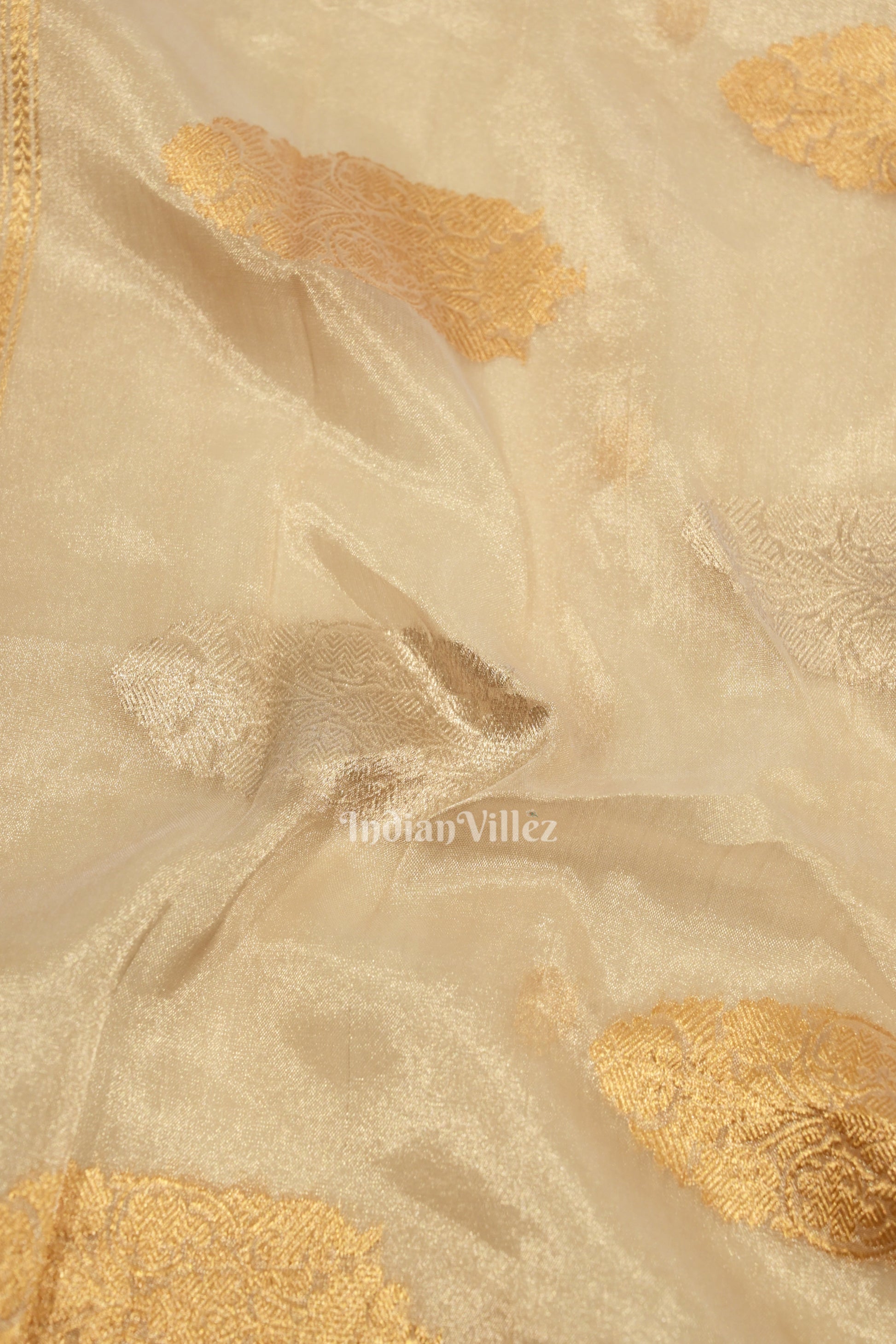 Off White Buta Work Kora Organza Banarasi Saree