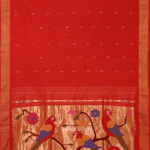 Red Butta Design Cotton Paithani Saree