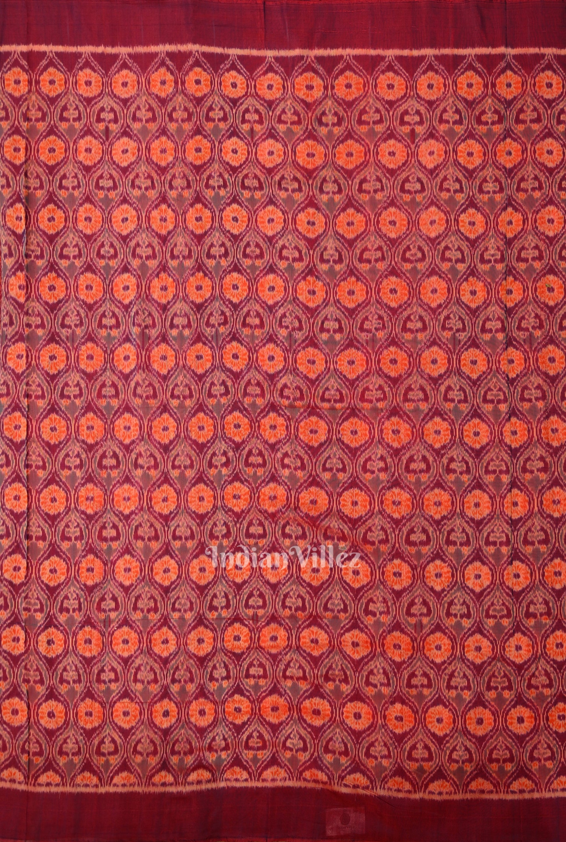 Maroon Dual Tone Sambalpuri Ikat Cotton Fabric
