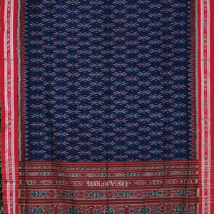 Blue Red Mayur Chandrika Maniabandha Cotton Saree