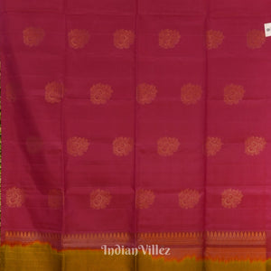 Maroon With Golden Brown Pure Kanjivaram Soft Silk Saree