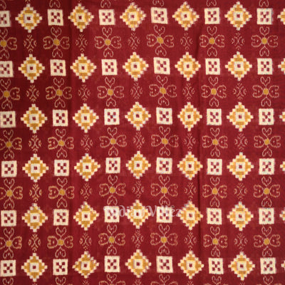Maroon Pasapalli Motif Odisha Ikat Sambalpuri Cotton Fabric
