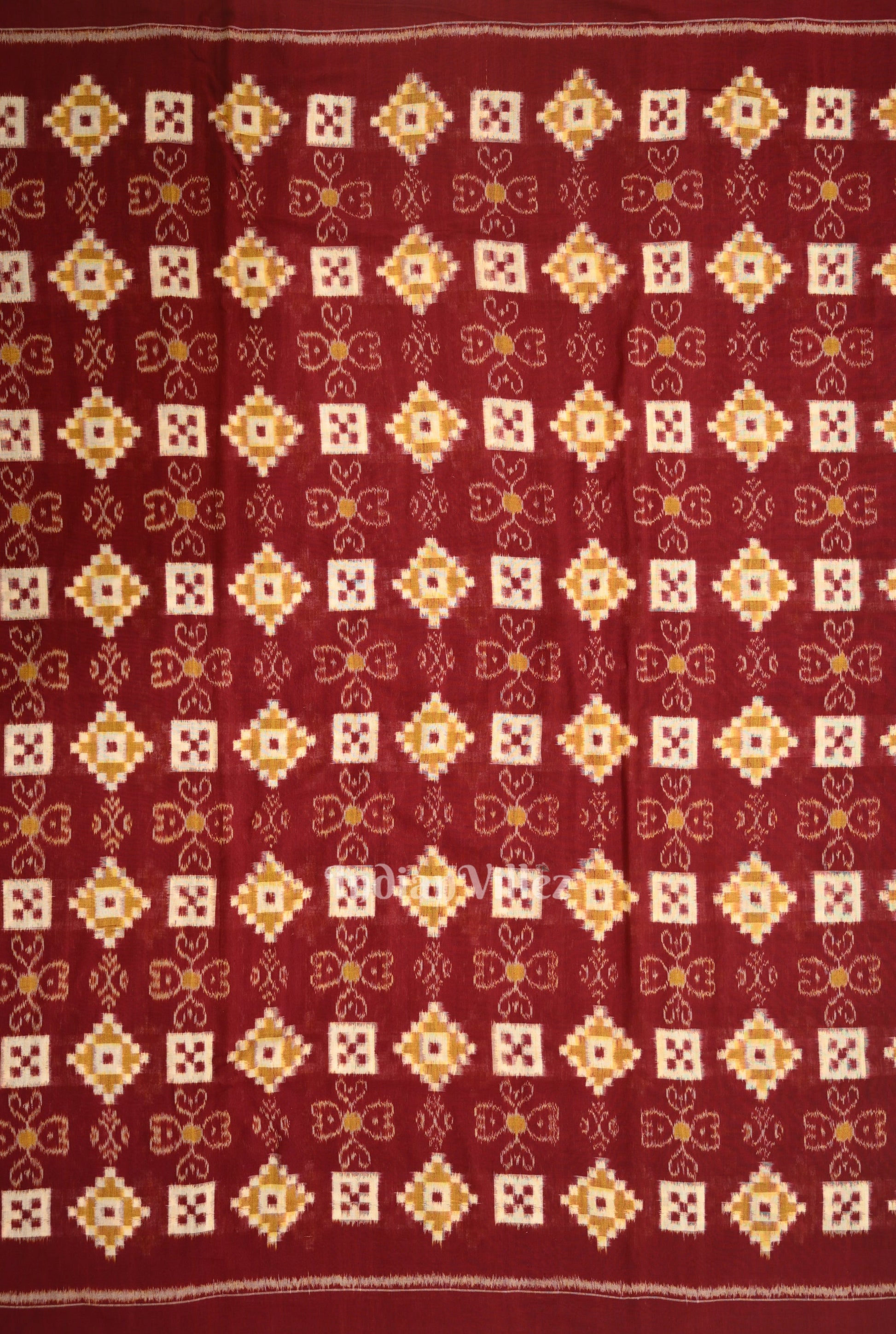 Maroon Pasapalli Motif Odisha Ikat Sambalpuri Cotton Fabric