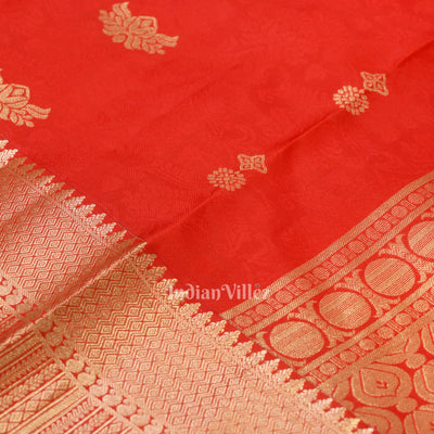 Bridal Red pure authentic Kanjivaram Silk Saree with  Zari Brocade