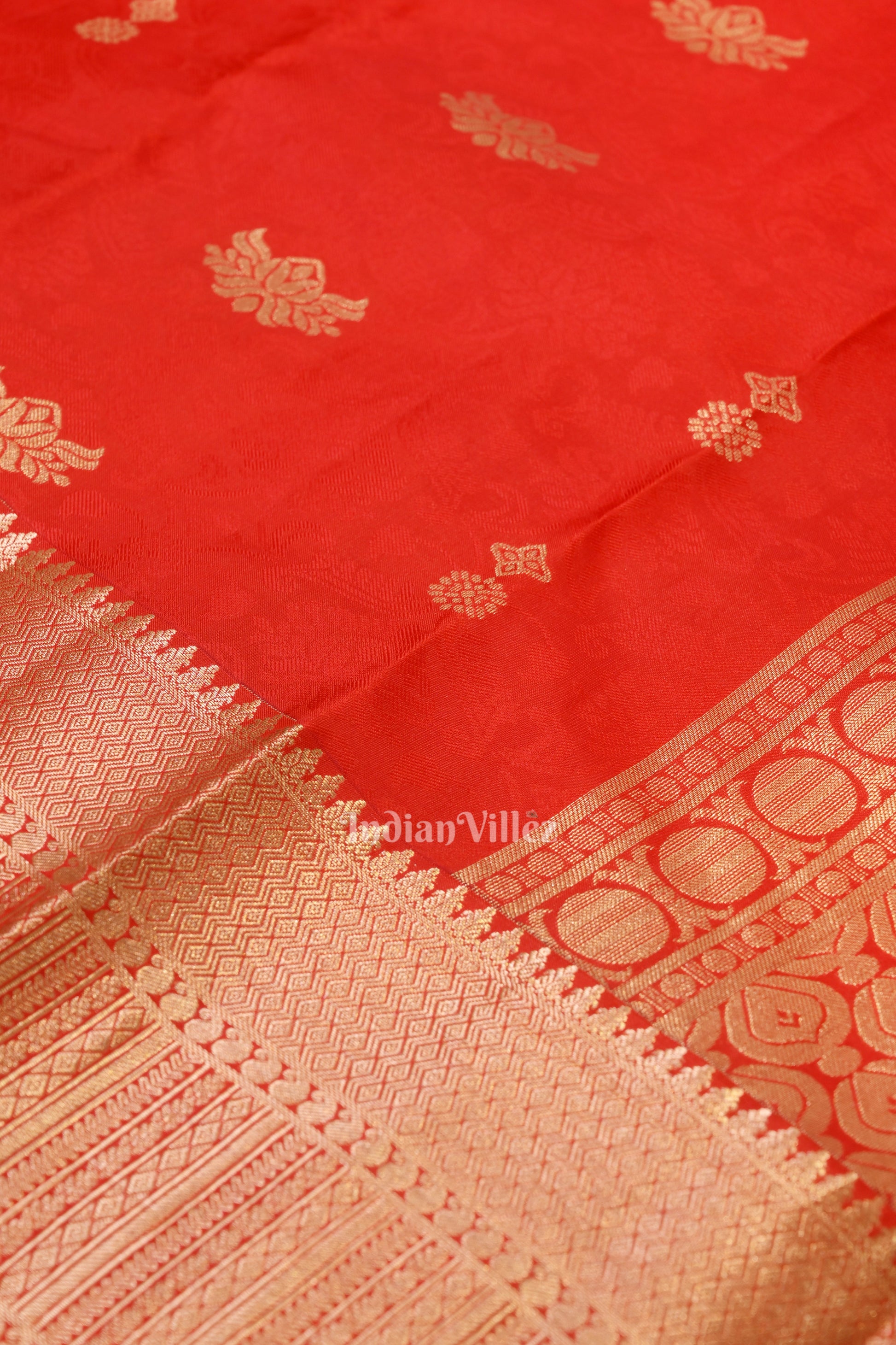 Bridal Red pure authentic Kanjivaram Silk Saree with  Zari Brocade
