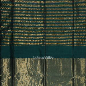 Teal Blue Stripped Pure Silk Cotton Maheshwari Saree