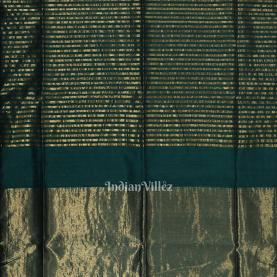 Teal Blue Stripped Pure Silk Cotton Maheshwari Saree