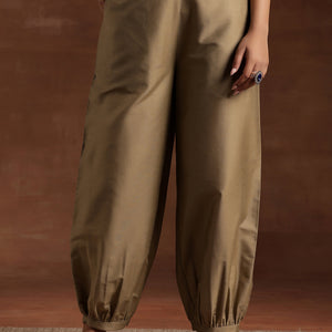 Gold Solid Silk Salwar