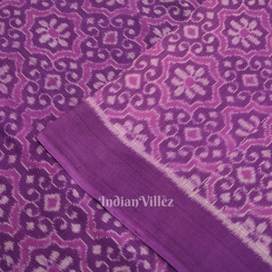 Violet Floral Motif Sambalpuri Ikat Cotton Fabric