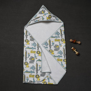 Block Printed Cotton Baby Terry/Hooded Towel 01