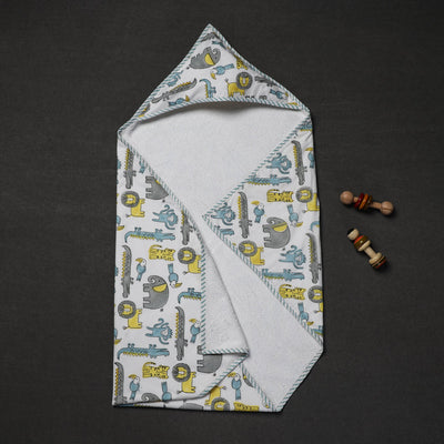Block Printed Cotton Baby Terry/Hooded Towel 01