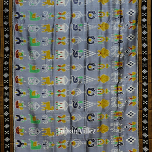 Ash Grey Nabakothi Nabarangi Khandua Silk Saree with Pasapali Anchal