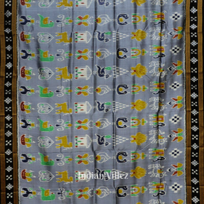Ash Grey Nabakothi Nabarangi Khandua Silk Saree with Pasapali Anchal
